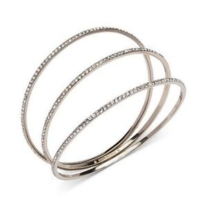 Givenchy Set Of 3 Crystal Elements Bangle Bracelets Silver Tone New in Box w/Tag